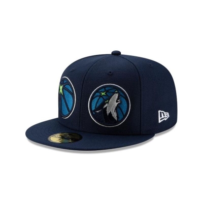 Blue Minnesota Timberwolves Hat - New Era NBA Double Hit 59FIFTY Fitted Caps USA1098264